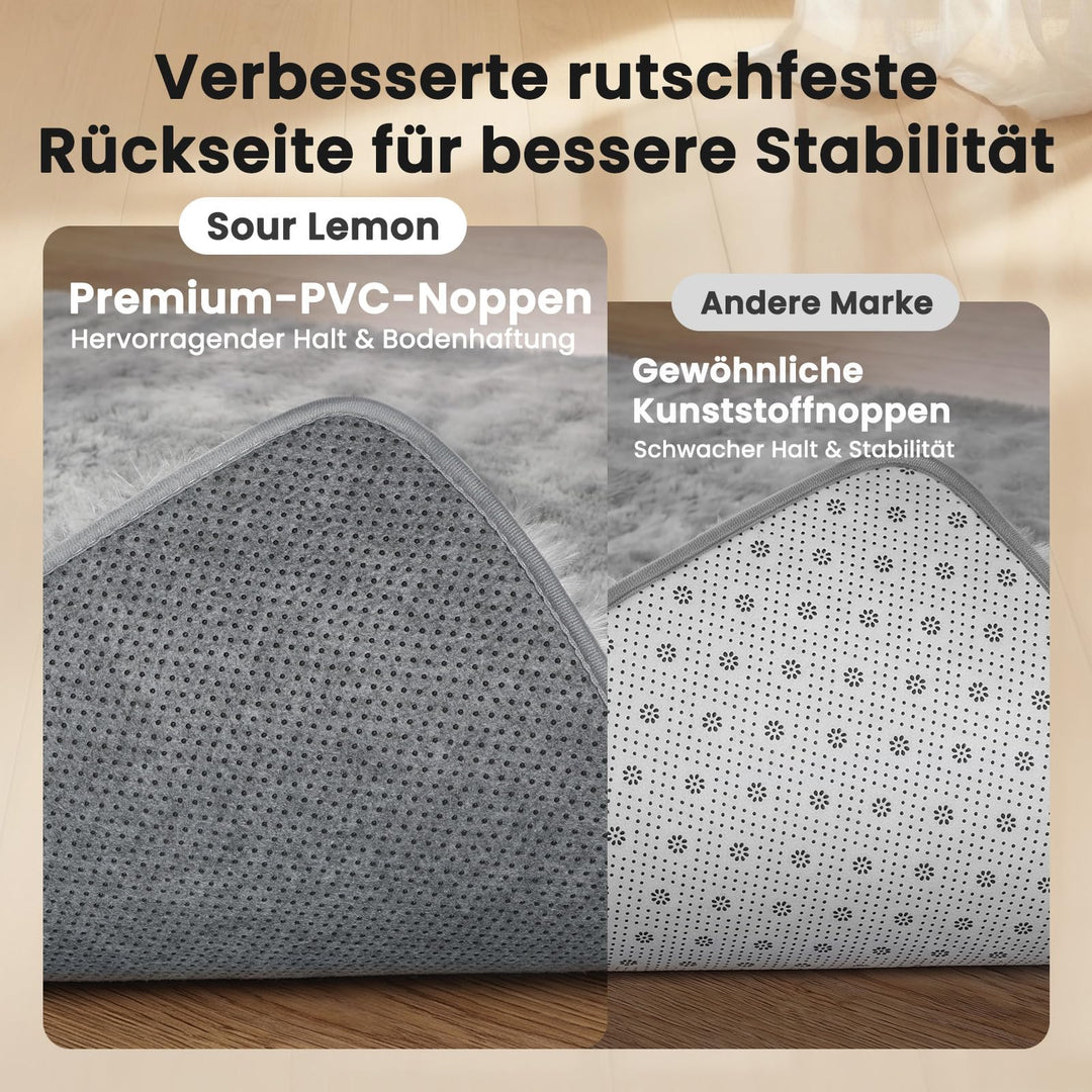 Hochflor Teppich Batik Hellgrau 200x300 cm mit Antirutsch - Bild 5