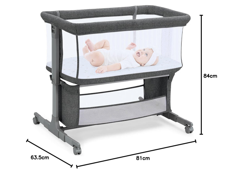 Beistellbett Baby mit Rollen 7-fach höhenverstellbar dunkelgrau - Bild 7