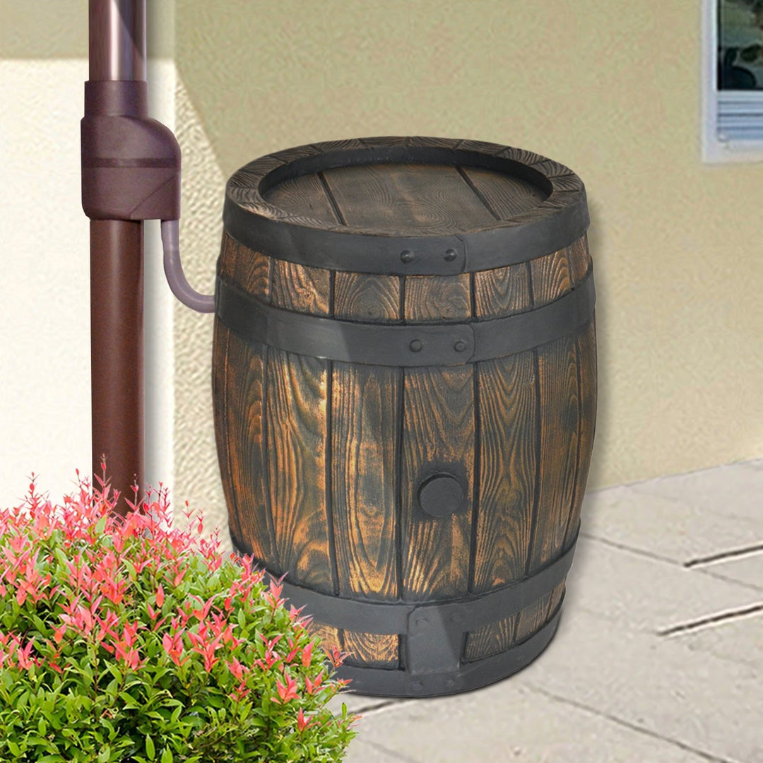 Regentonne Eichenfass-Optik 120 L PE-Kunststoff mit Auslaufhahn - Bild 6