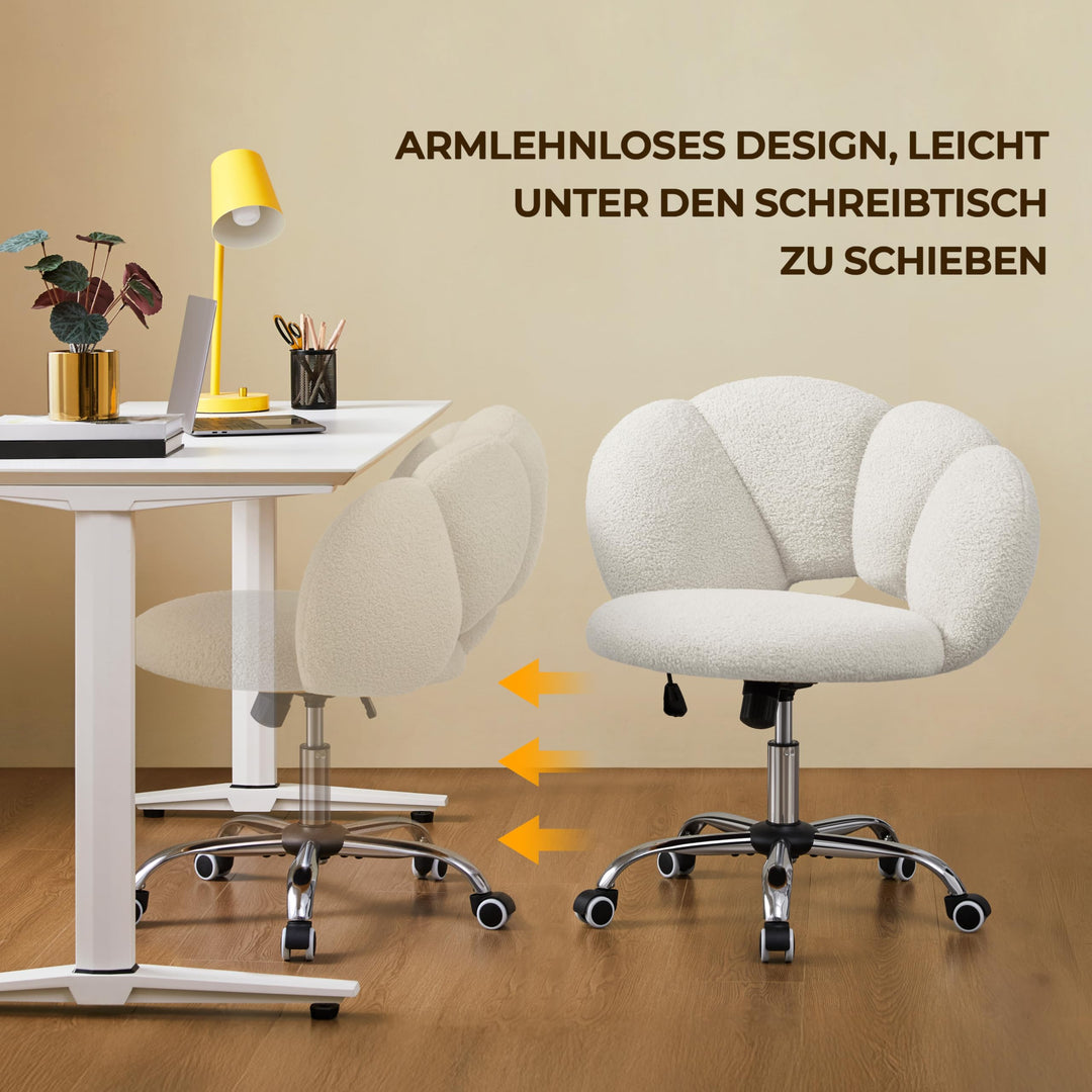 Schreibtischstuhl Wolkenform Bouclé Weiss Höhenverstellbar 136 kg - Bild 7
