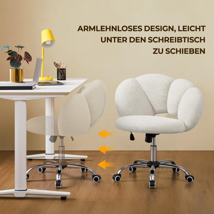 Schreibtischstuhl Wolkenform Bouclé Weiss Höhenverstellbar 136 kg - Bild 7