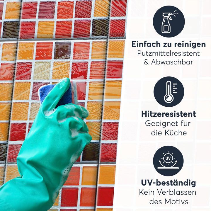 Klebefliesen Mosaik Rot-Orange Vinyl 20x25 cm 48er-Set - Bild 6