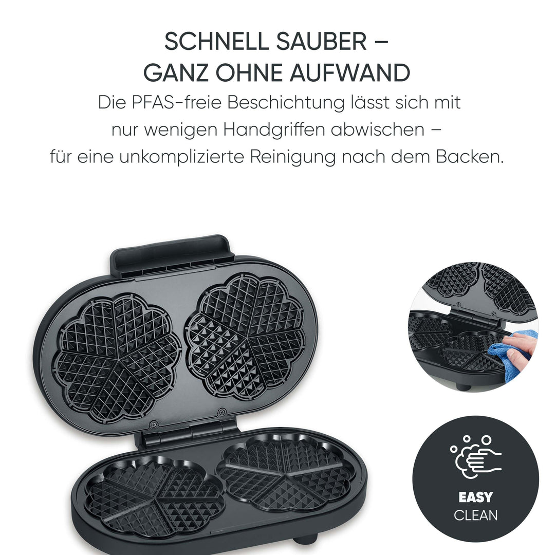Doppelwaffeleisen Herzform PFAS-frei 1200 Watt mit Kabelaufwicklung - Bild 5