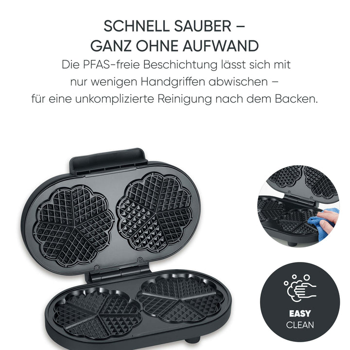 Doppelwaffeleisen Herzform PFAS-frei 1200 Watt mit Kabelaufwicklung - Bild 5