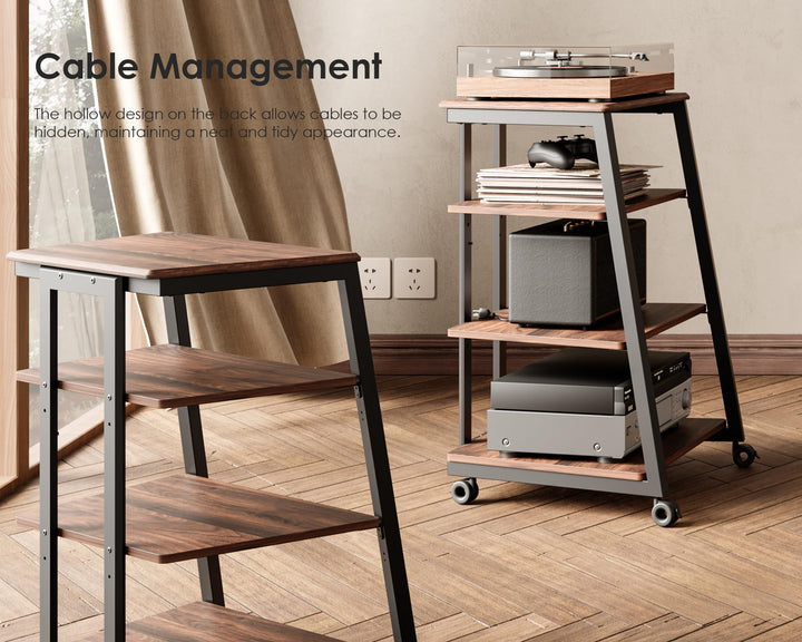 HiFi Rack Holz &amp; Stahl 4 Ablagen verstellbar 61x52x78 cm - Bild 7