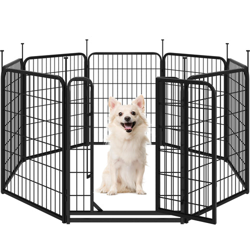 Welpenlaufstall 8-teilig Metall 80 cm hoch mit Tür für Hunde