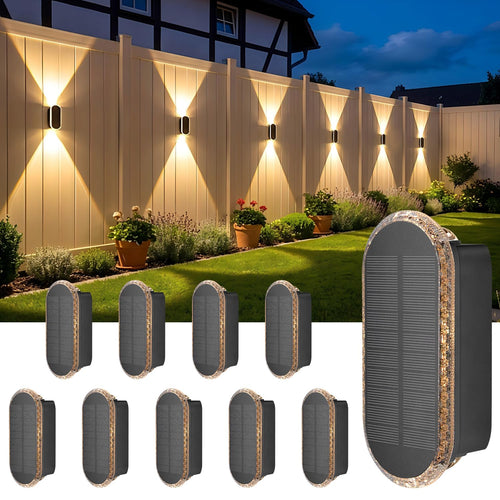 Solar Wandleuchte Aussen Up Down IP65 Warmweiss 10er Set