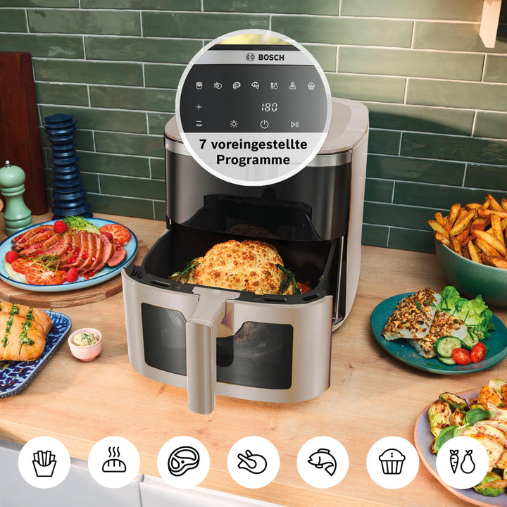 Heissluftfritteuse XXL 7,2 L mit Sichtfenster 7 Programme Creme - Bild 6