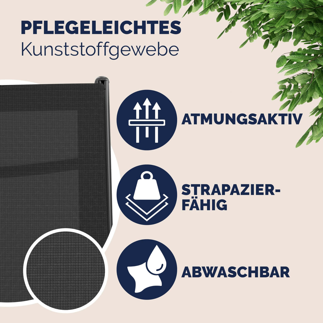 Gartenstuhl Hochlehner Aluminium klappbar 120 kg 2er Set Anthrazit - Bild 4