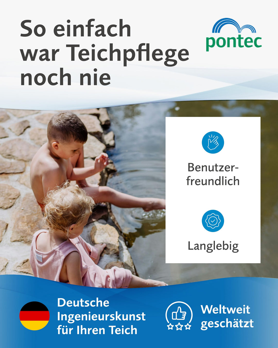 Teichpumpe Filterpumpe 2500 l/h Energiespar Bachlauf Wasserfall 10m Kabel - Bild 6