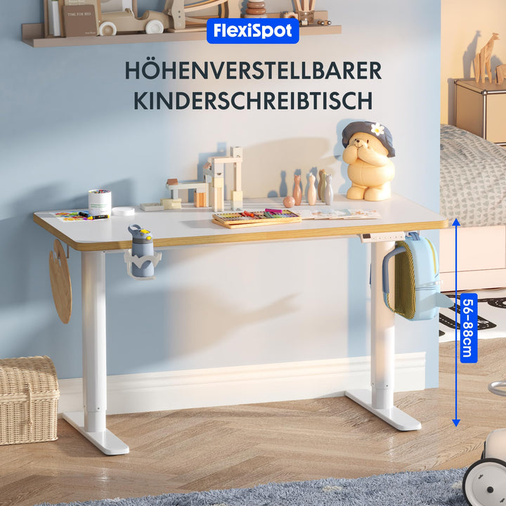 Kinderschreibtisch elektrisch höhenverstellbar 110x52 cm Weiss - Bild 3