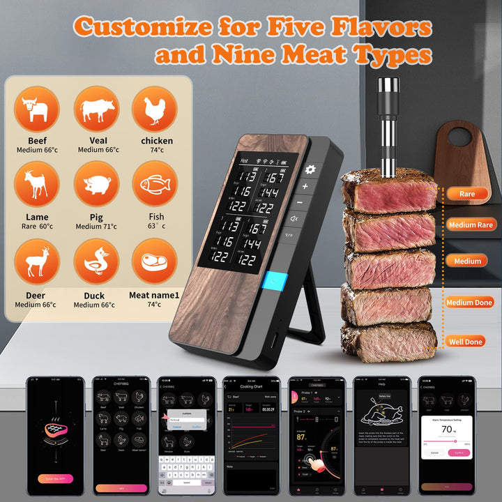 Grillthermometer Kabellos 4-Sonden Bluetooth mit App 150 m - Bild 6