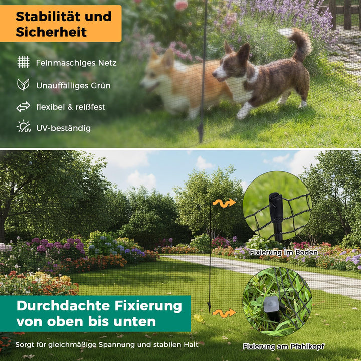 Hundezaun mobil 25 m x 90 cm mit 15 Pfählen schwarz - Bild 5