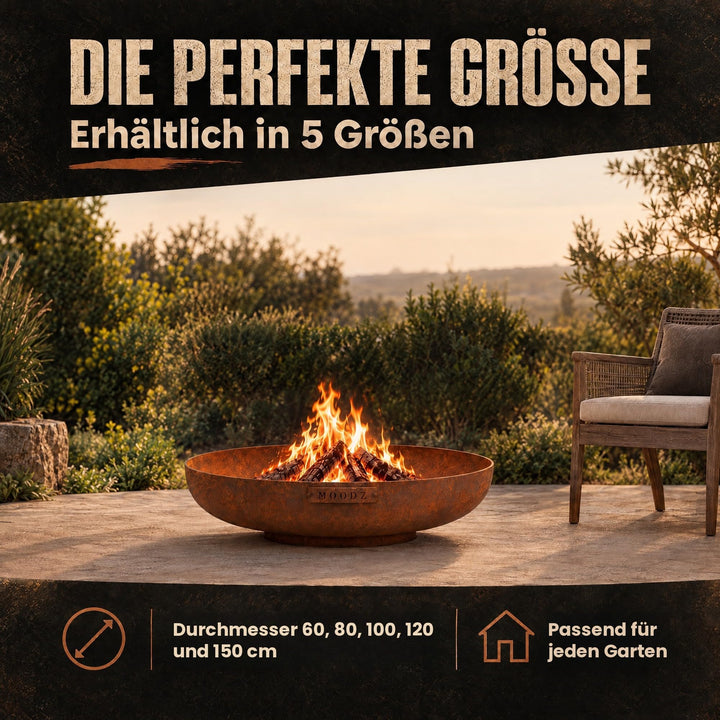 Feuerschale Cortenstahl Ø 100 cm mit Ringfuss für Garten - Bild 4