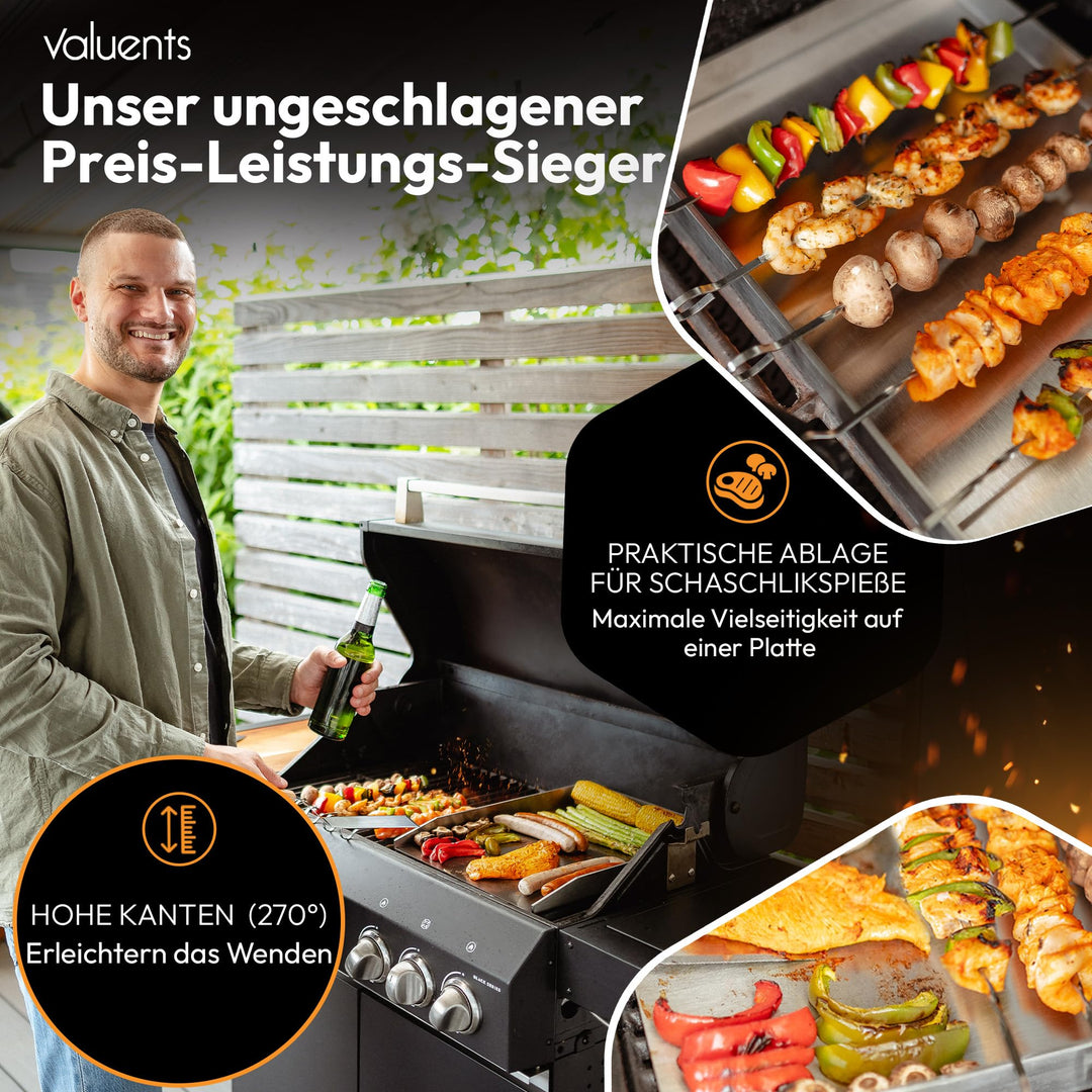 Grillplatte Edelstahl 25x35 cm für Gas- und Kohlegrill mit Zubehör - Bild 6
