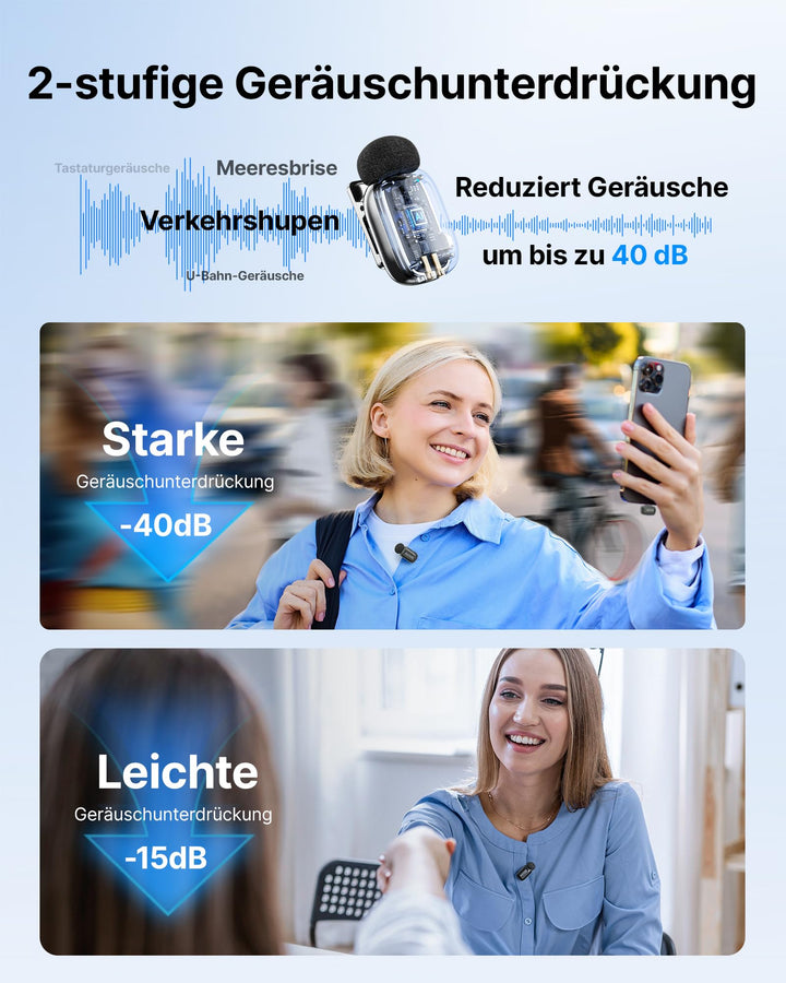 Kabelloses Lavalier Mikrofon USB-C &amp; Lightning 48kHz/24Bit für Smartphone - Bild 4