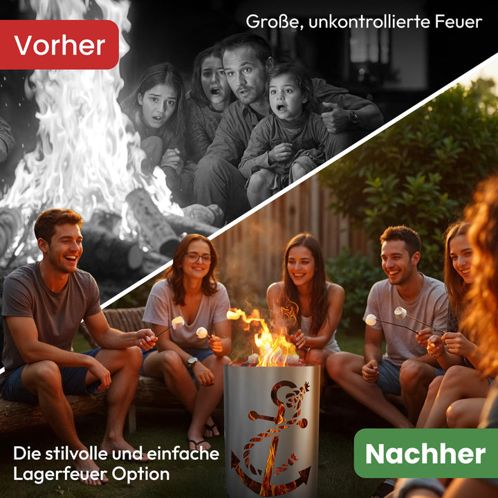 Feuertonne Stahl mit Anker-Motiv lasergeschnitten für Garten - Bild 7