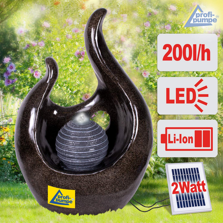 Solarbrunnen mit Li-Ion-Akku und LED-Licht Polyresin 48x26x70cm - Bild 3
