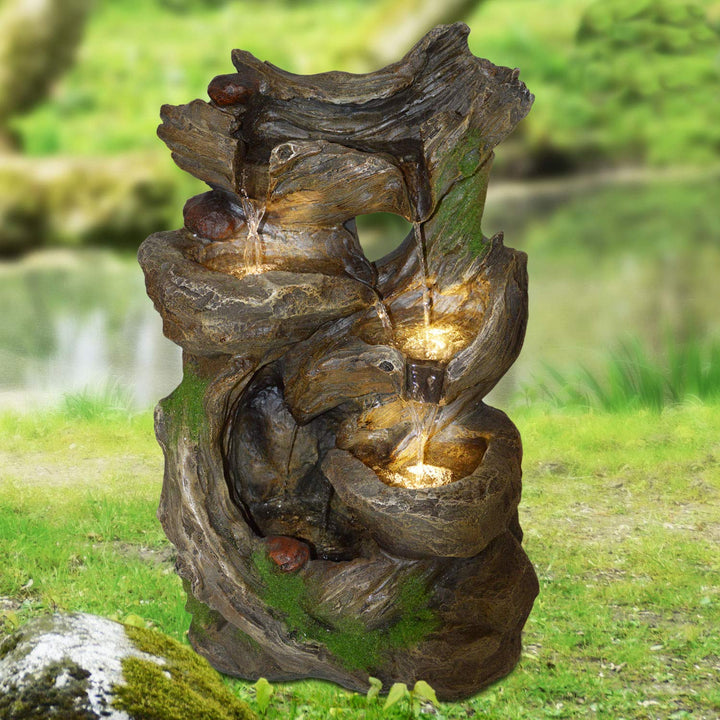 Gartenbrunnen mit LED-Beleuchtung für Innen und Aussen 35x27x59cm