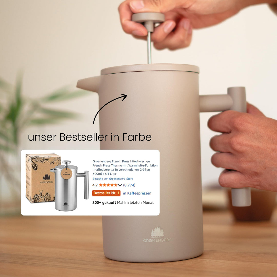 French Press Edelstahl 600 ml / 1 Liter mit Warmhaltefunktion - Bild 2