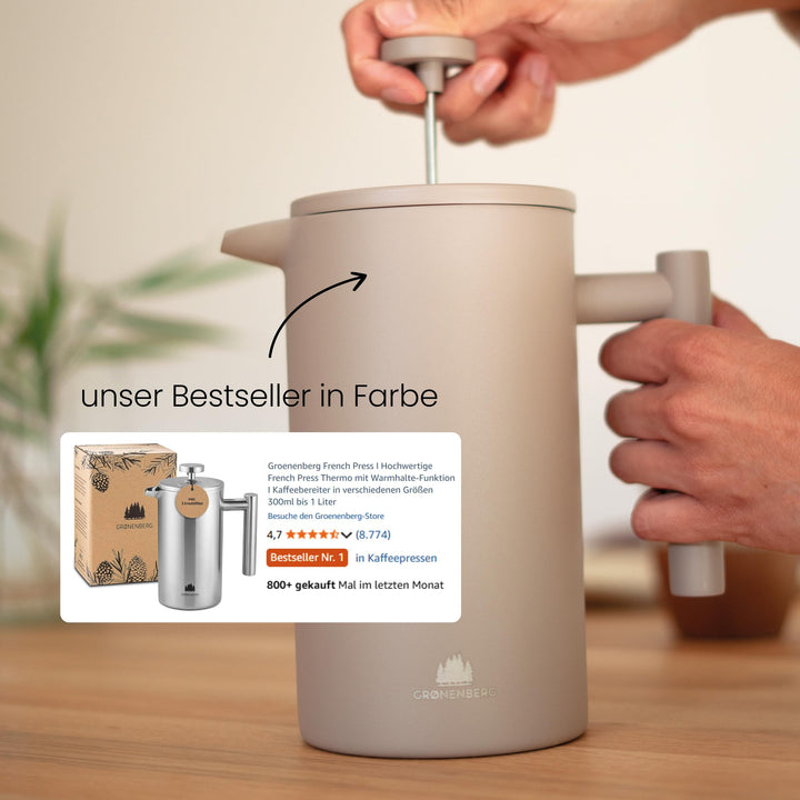 French Press Edelstahl 600 ml / 1 Liter mit Warmhaltefunktion - Bild 2