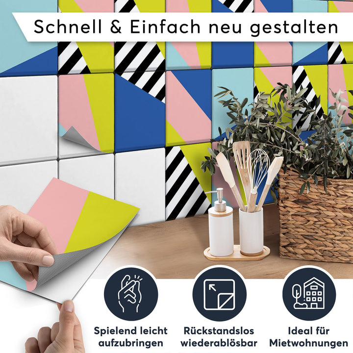 Fliesenfolie Vinyl 15x20 cm 30er-Set Küche &amp; Bad 80er Design - Bild 2