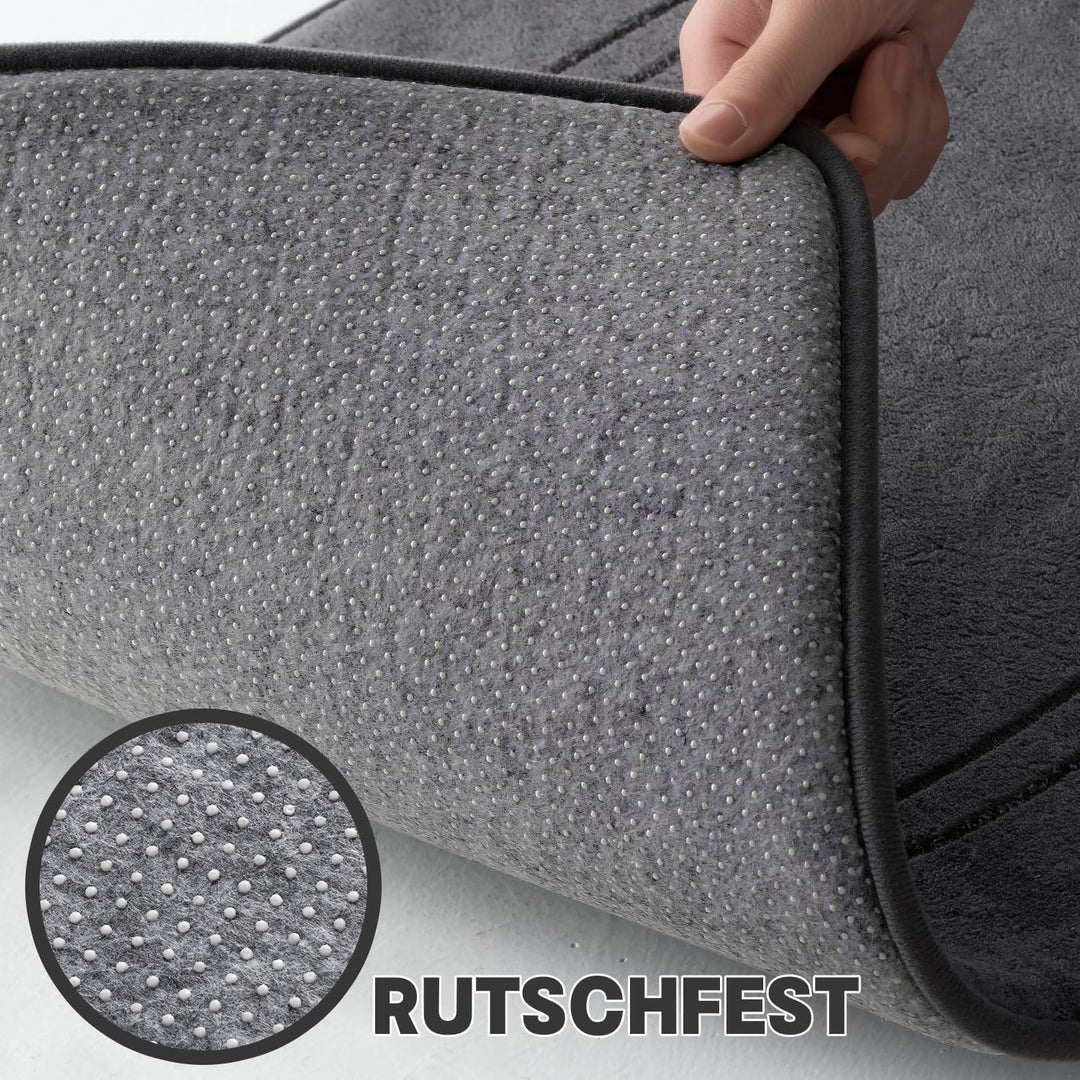 Badematte Set 3-teilig Dunkelgrau Memory-Schaum rutschfest - Bild 5