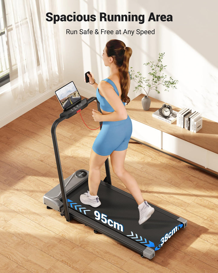 Laufband klappbar mit Handlauf und LED-Anzeige bis 10 km/h leise - Bild 5
