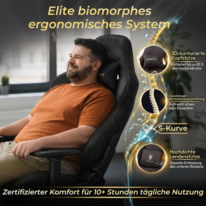 Gaming Stuhl Wildlederimitat ergonomisch 200kg mit Fussstuetze schwarz - Bild 7