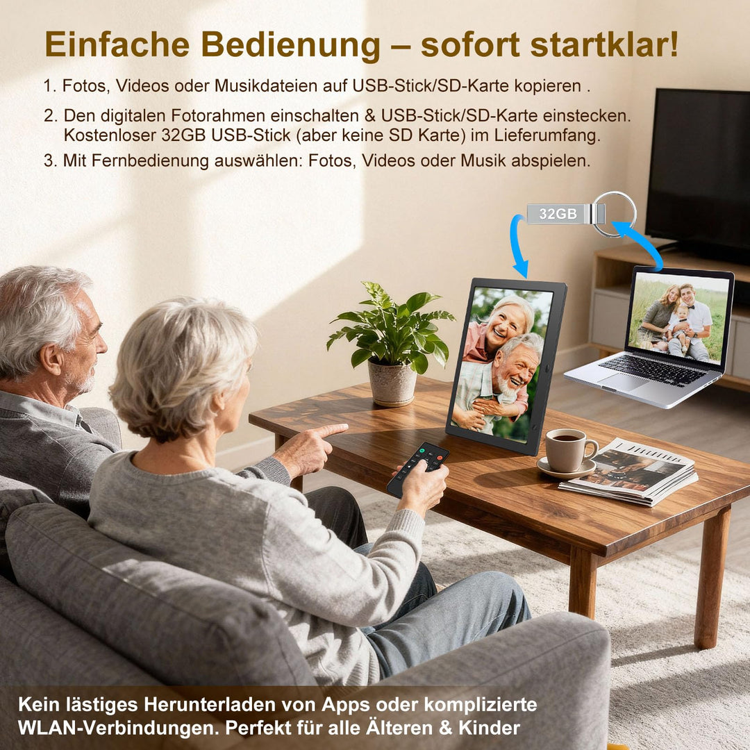 Digitaler Bilderrahmen 10,1 Zoll IPS ohne WLAN mit 32GB USB-Stick - Bild 5