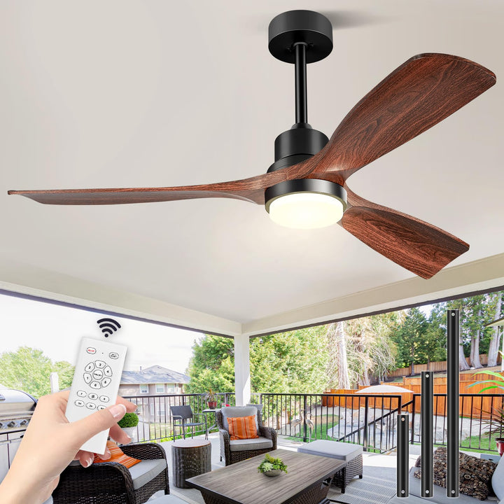 Deckenventilator mit Licht Holzflügel 132cm 6 Stufen Fernbedienung