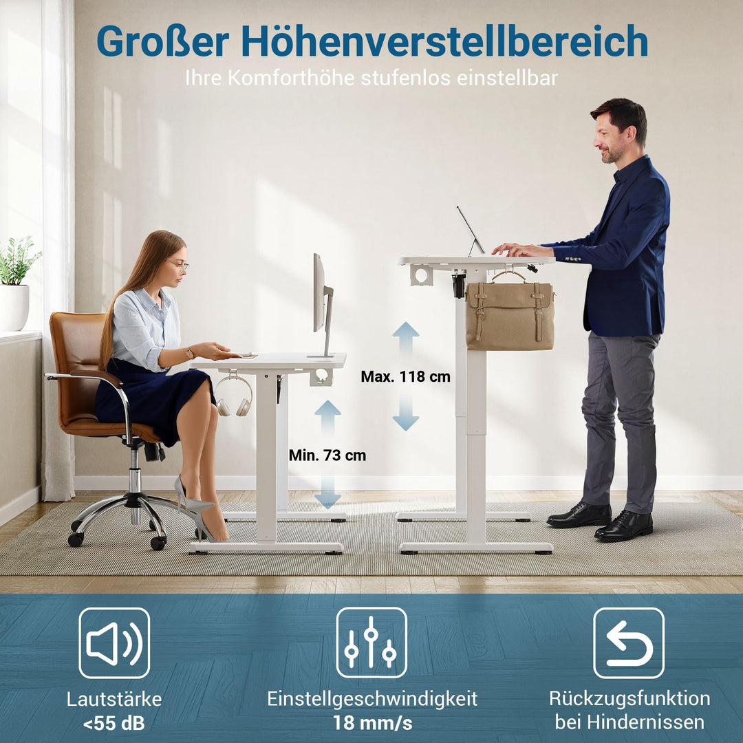 Höhenverstellbarer Schreibtisch elektrisch 120x60 cm mit Speichertasten - Bild 4