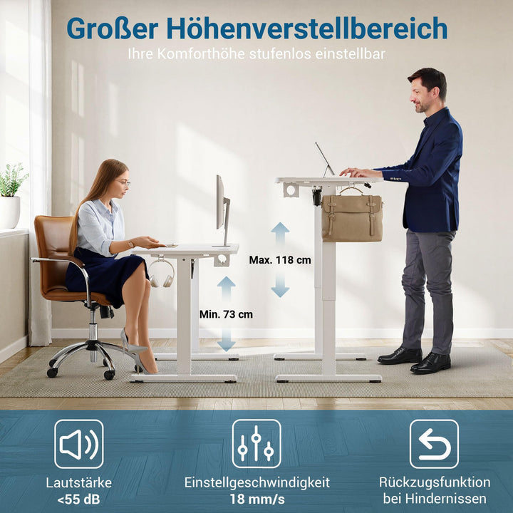 Höhenverstellbarer Schreibtisch elektrisch 120x60 cm mit Speichertasten - Bild 4