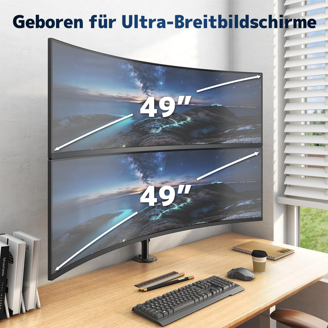 Vertikale Monitor Halterung 2 Bildschirme 17-49 Zoll höhenverstellbar VESA - Bild 3