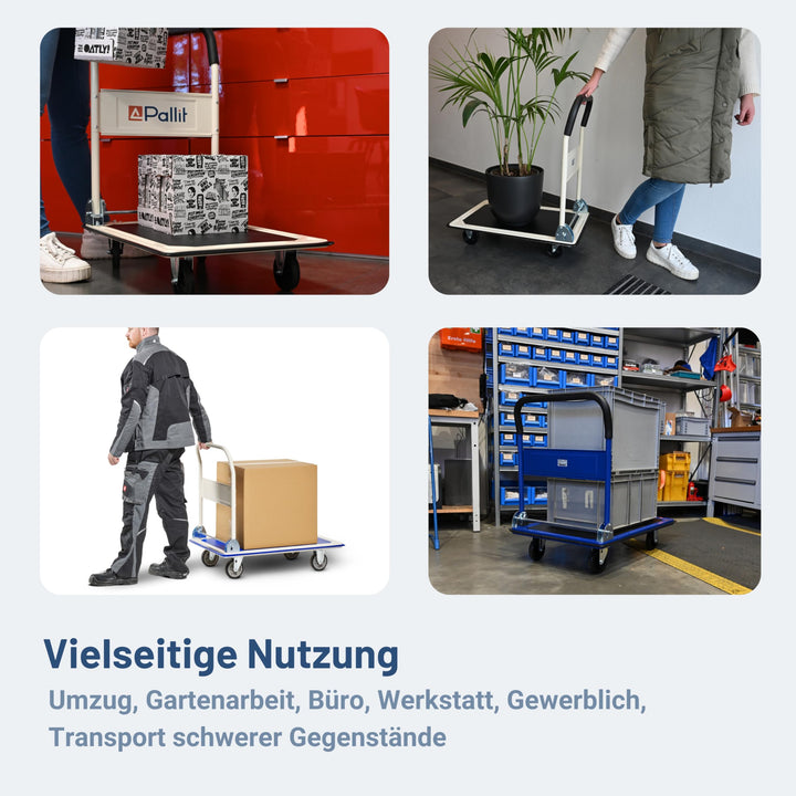 Plattformwagen klappbar 300 kg Luftbereifung mit Feststellbremse - Bild 6