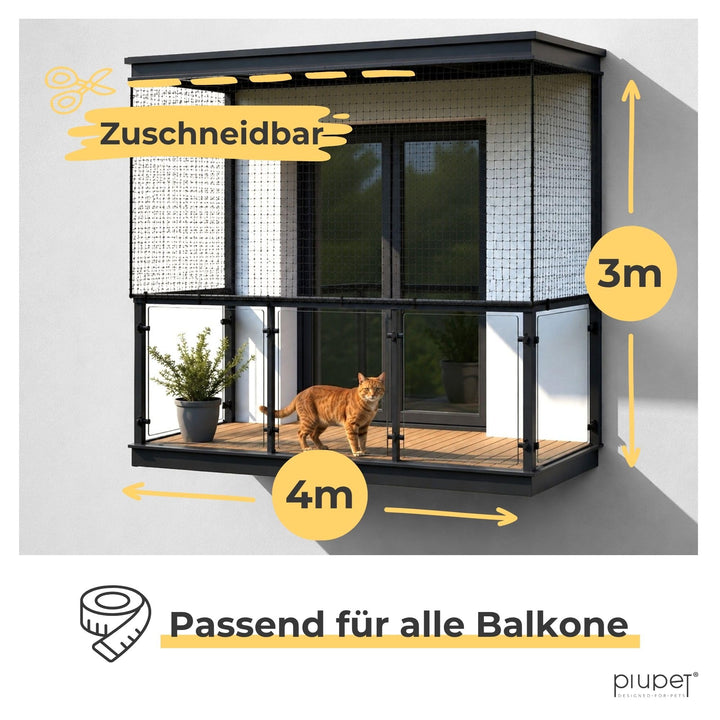 Katzennetz Balkon drahtverstärkt 4x3m schwarz UV-beständig - Bild 5