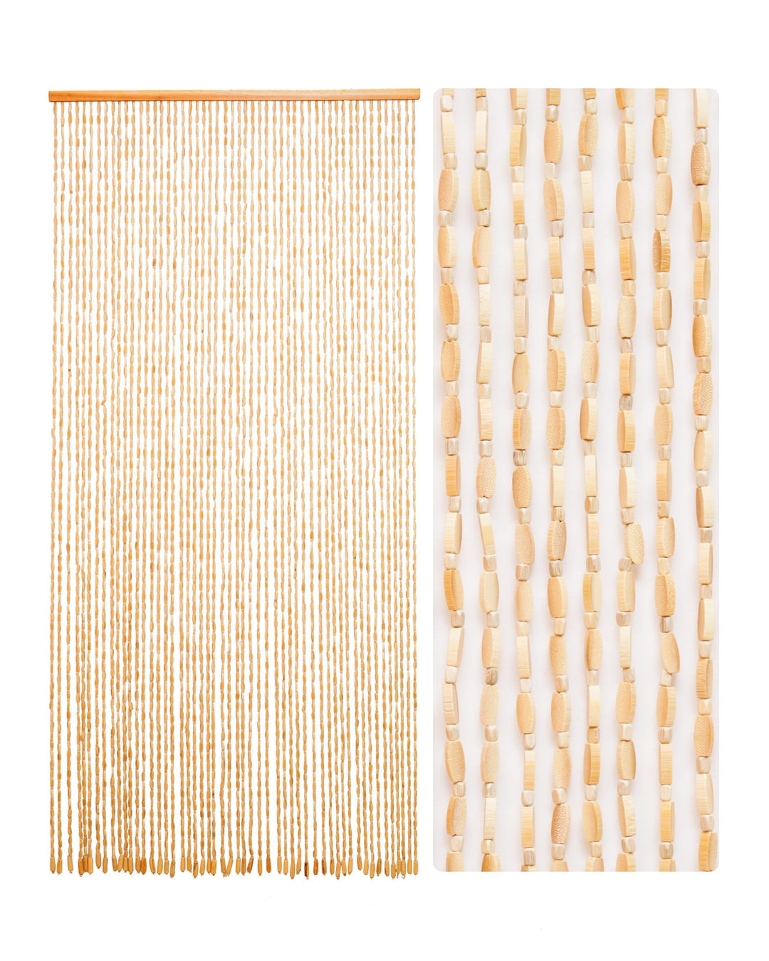 Holzperlenvorhang Beige 90x200cm 52 Stränge als Raumteiler - Bild 7