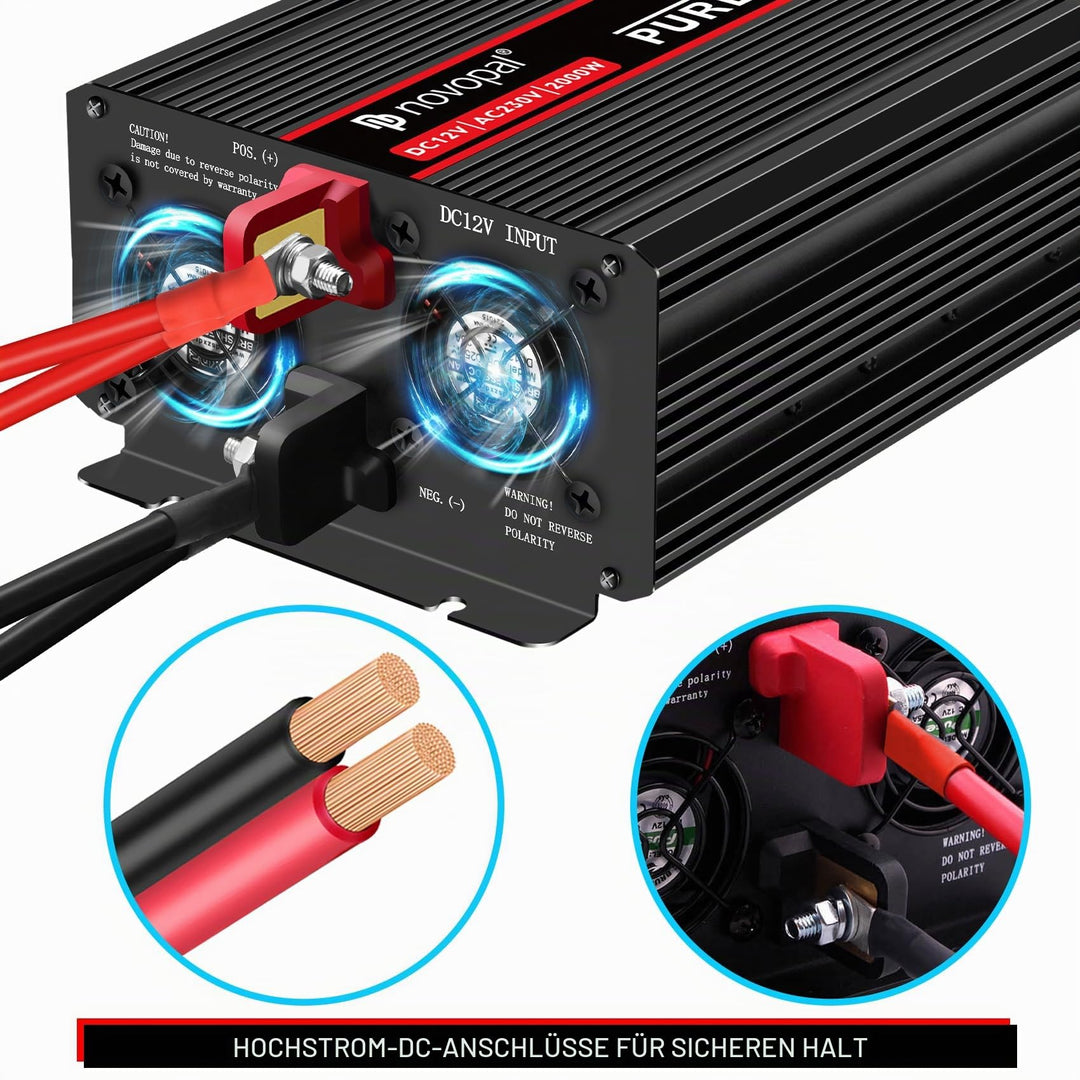 Wechselrichter 2000W 12V auf 230V Reiner Sinus mit Fernbedienung - Bild 3