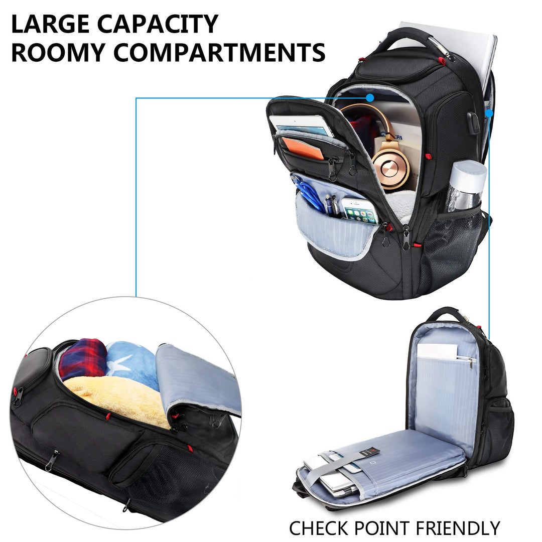Laptop Rucksack 17,3 Zoll wasserabweisend mit RFID-Schutz &amp; USB-Ladeanschluss - Bild 4