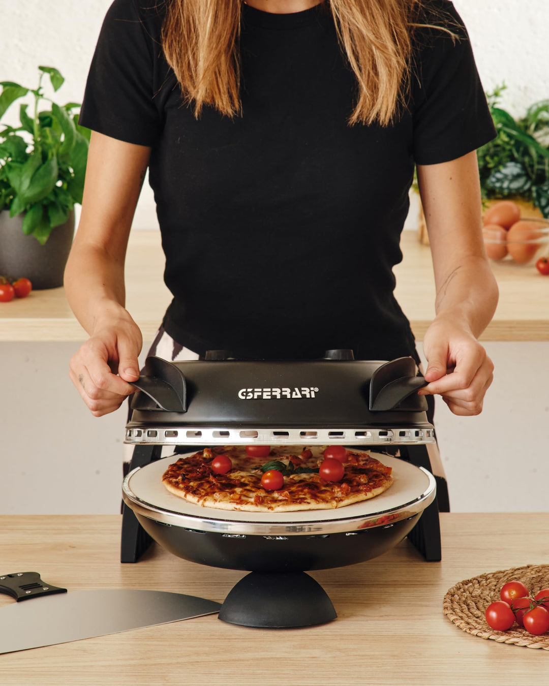Pizzaofen elektrisch 1200W bis 400°C mit Steinplatte 31cm - Bild 2