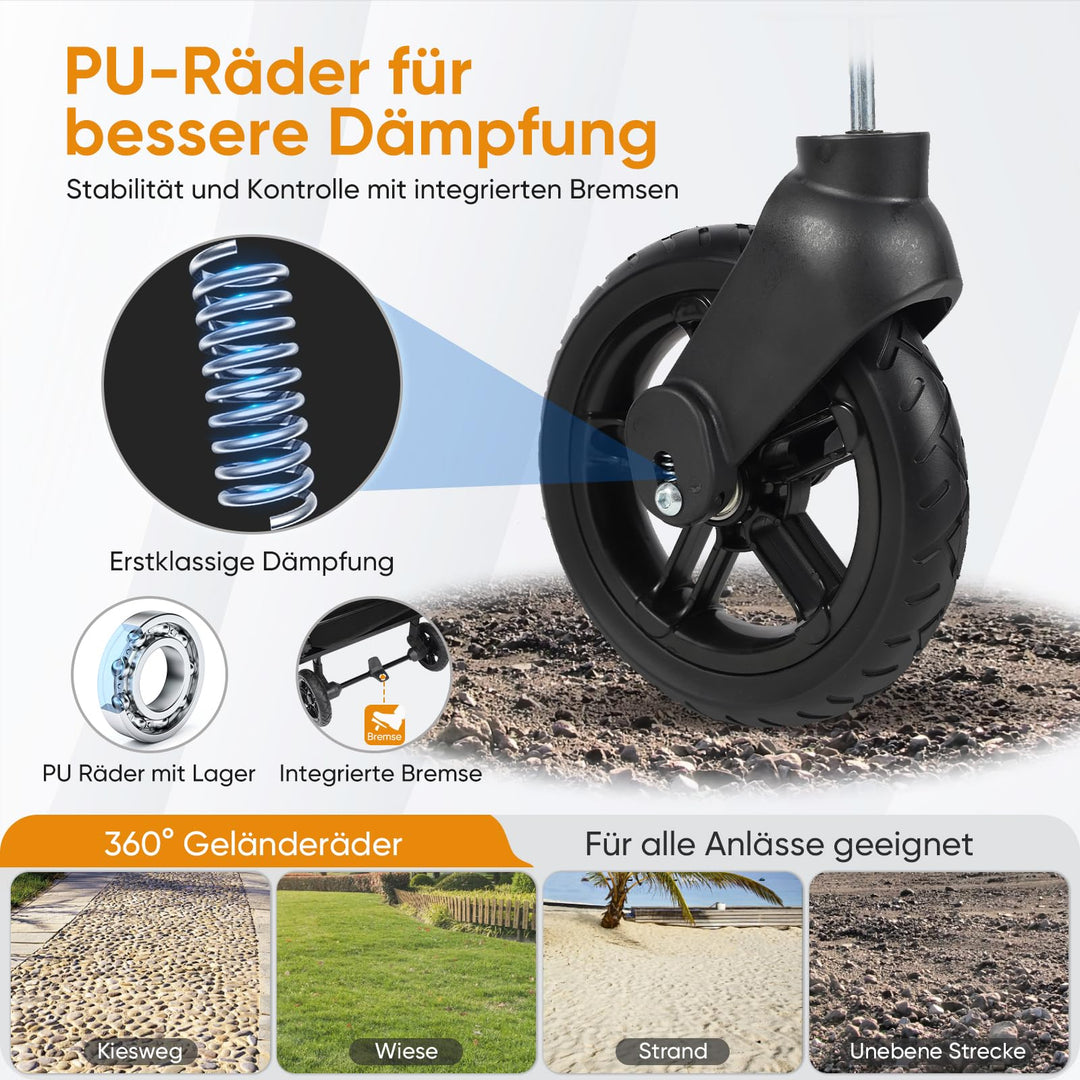 Bollerwagen faltbar mit Dach für 2 Kinder 110L Stauraum 100kg - Bild 3