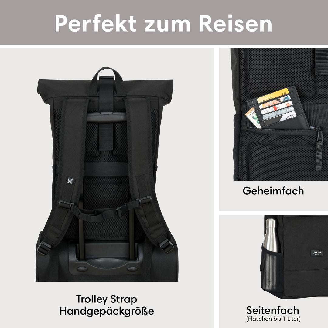 Rolltop Rucksack 16-20 Liter mit Laptopfach wasserabweisend Sand - Bild 5