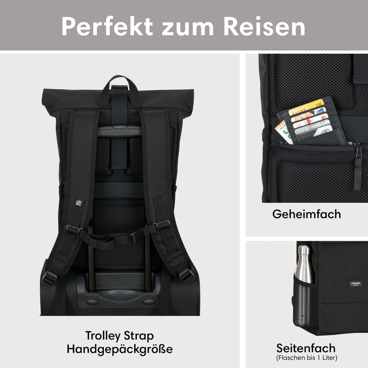 Rolltop Rucksack 16-20 Liter mit Laptopfach wasserabweisend Sand - Bild 5