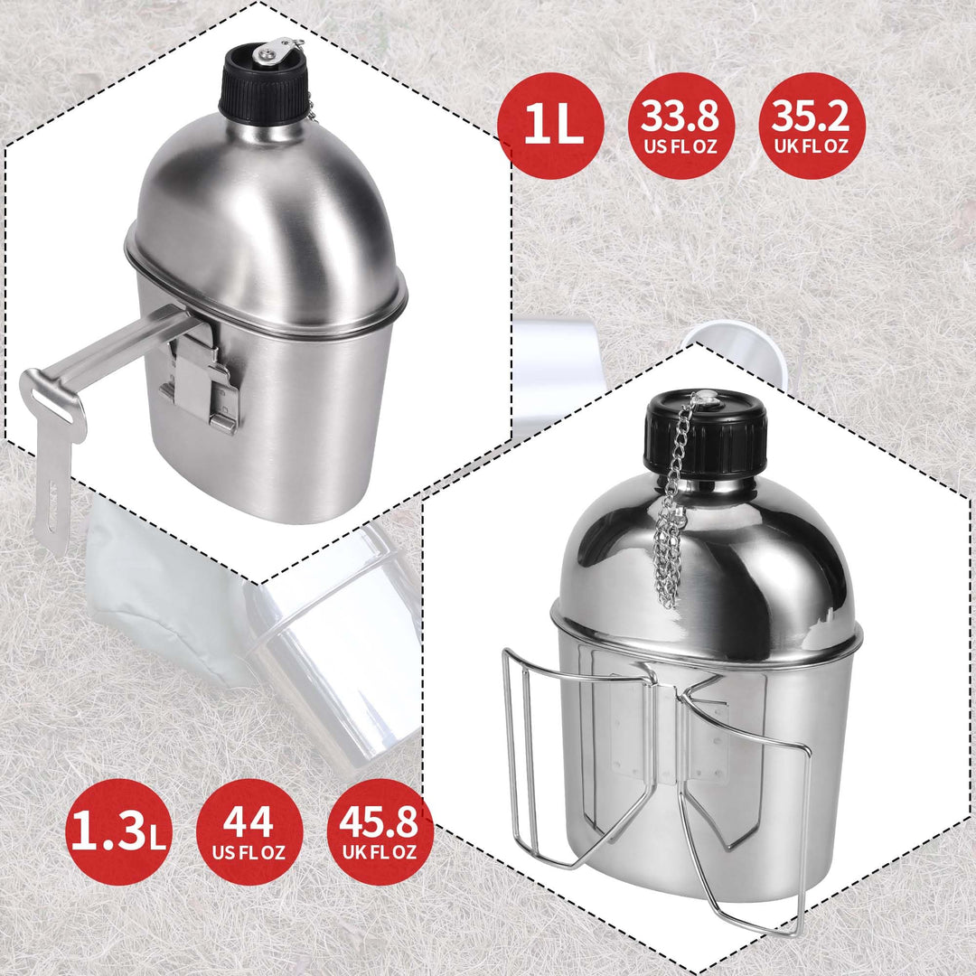 Feldflasche Edelstahl Set 1,2l mit 0,6l Becher und Nylonbeutel - Bild 8