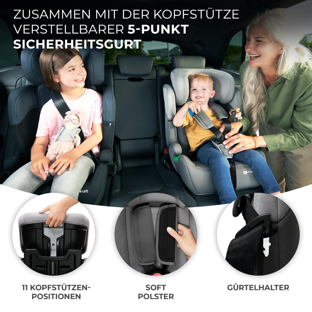 Kindersitz i-Size 76-150 cm mit 5-Punkt-Gurt, grau, 15 Mon.–12 J. - Bild 6