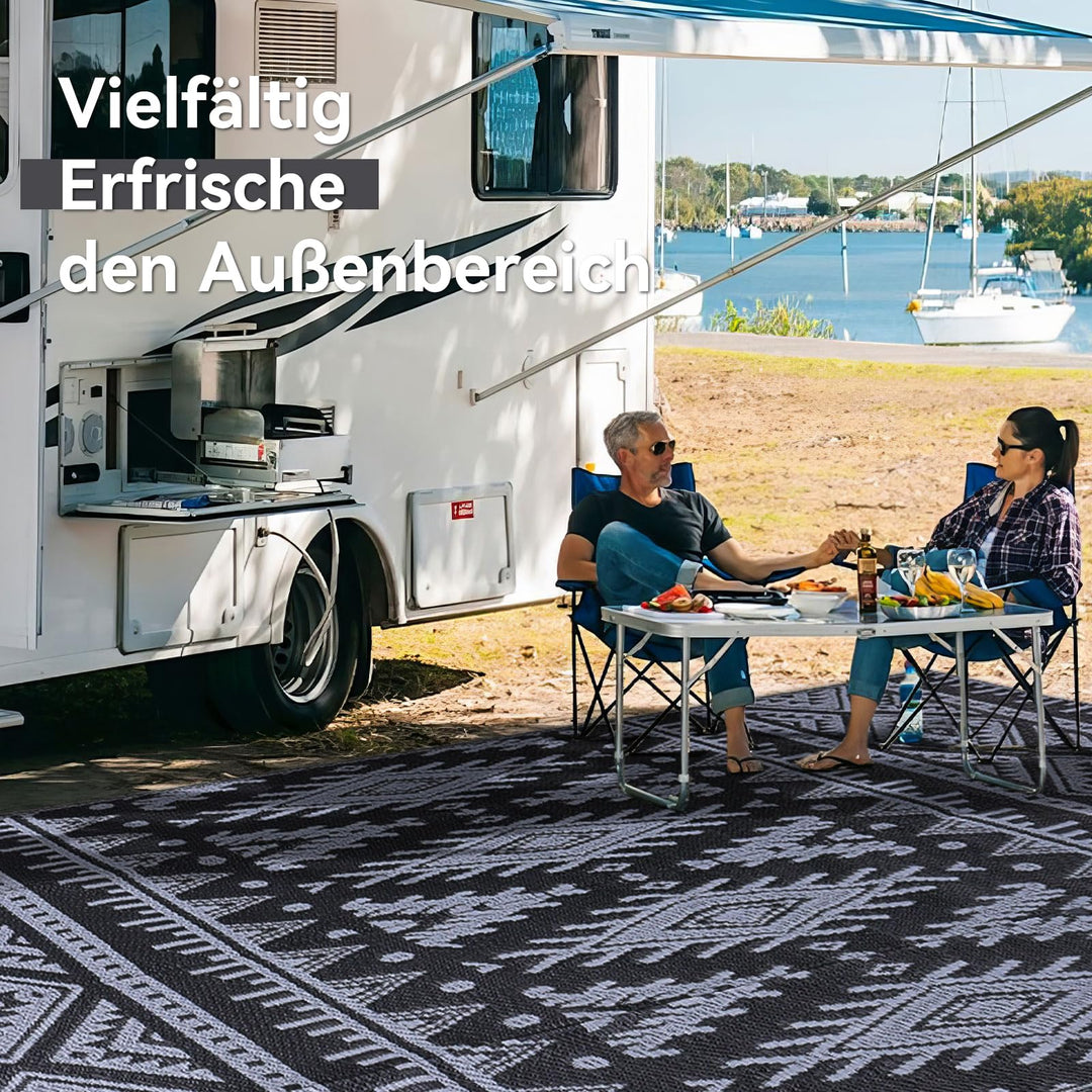 Outdoor Teppich wendbar 150x240 cm Schwarz/Grau geometrisch - Bild 7