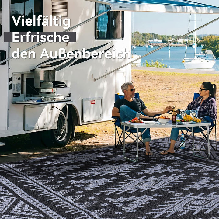 Outdoor Teppich wendbar 150x240 cm Schwarz/Grau geometrisch - Bild 7