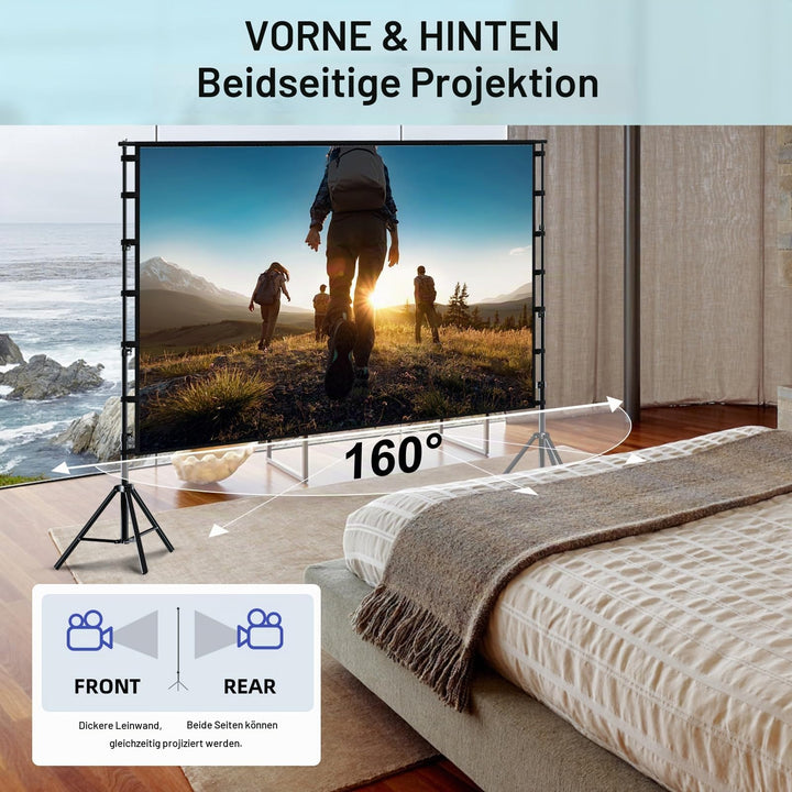 Beamer Leinwand mit Stativ 150 Zoll, 16:9 HD, Outdoor faltbar - Bild 5