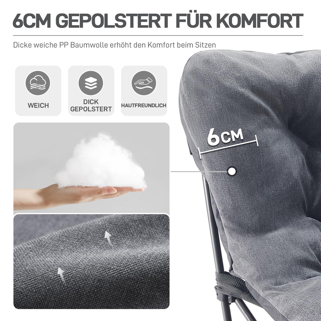 Campingstuhl XXL faltbar gepolstert 180 kg für Camping und Garten - Bild 7