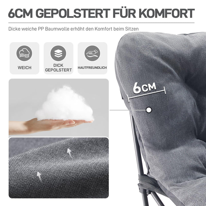 Campingstuhl XXL faltbar gepolstert 180 kg für Camping und Garten - Bild 7